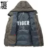 TIGER FORCE winter Men's jackets Mid-length Hooded Men's Winter Jacket Lining printing Warm Casual markers man Parka 70750 211216