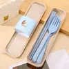 Exquisite Health Environmental Wheat Platycodon Straw Cutlery Set Portable Camping Tablewarel Spoon Fork Chopsticks Custom Logo