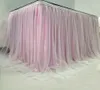 Tulle Table Skirt for Party Wedding Home Decoration Birthday Party / Baby Shower Chiffon Gauze Bridal Veil Table Skirting Y200421