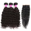 Brazilian Virgin Kinky Curly Human Closure Unprocessed Water Deep Wave Bundles With Lace Frontal Ramy Hair Extensions6692987
