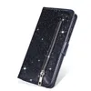 Moda Glitter Skórzany Portfel Case Card Slots Flip Cover Do Samsung A02S A03S A10 A12 A20 A21S A22 A32 A50 A50 A50 A51 A70 A71 A72 M32