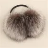 أزياء فطائر النساء الشتاء دافئة حقيقية حقيقية Sier Fox Fur Fur Furmuffs حماية الأذن الناعمة