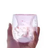 Cat Claw Paw Coffee Mug Cartoon Cute Milk Juice Home Office Cafe Cherry Pink Transparent Double Glass Paw Cup Q1215330U