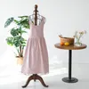 Brief Nordic Wind Pleated Skirt Cotton Linen Apron Coffee Shops And Flower Shops Work Cleaning Aprons For Woman Washing Daidle LJ200815