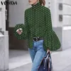 Chemisiers pour femmes chemises élégant Vintage à pois imprimé VONDA 2021 femmes décontracté revers hauts à manches longues tunique Blusas S-5XL1