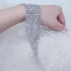 Moda lunga nappa strass braccialetto gioielli a mano per le donne braccialetti di dichiarazione di cristallo da sposa gioielli da sposa 2 colori