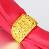 Pendientes magnéticos Joyería del sábado Anillo de oro 24 Anillo de oro real para hombre Anillo de oro libre de impuestos de Hong Kong con apertura de ágata Fu Fa Cai