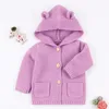 2019 inverno caldo neonato maglione cappuccio di pelliccia staccabile infantile ragazzi ragazza cardigan lavorato a maglia autunno outwear bambini maglieria 1-24 m LJ201023