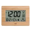 FanJu Digitale Wanduhr LCD Große Große Zahl Zeit Temperatur Kalender Alarm Tisch Schreibtischuhren Modernes Design Büro Wohnkultur Y200407