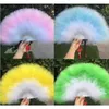 Party Decoratie Kleur Dikke dompelige opvouwen Marabou Feather Hand Fan vrouwen Girls Dance Performance