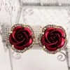 Women Crystal flower earrings charm diamond rose ear clip stud fashion jewelry gift will and sandy