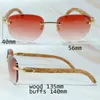 2023 Designer Brille New Buffalo Horn Männer Randlose Holz Sonnenbrille Mode Vintage Oval Shades Brillen Trendprodukt