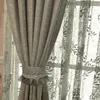 Curtain & Drapes Custom Curtains High Class European Luxury Simple Pure Grey Color French Velvet Embroidered Lace Valance Tulle