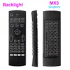 X8 mini tangentbord med mikrofon röstbakgrundsbelyst 2.4GHz Trådlös MX3 QWERTY IR-inlärningsläge Flyga luftmus fjärrkontroll för PC Android TV-box MX3-M