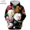 Cosmos Plstar Autumn Fashion Men Women 3D Hoodies Rose/peony Flowers Full Printed Casual Hooded Sweatshirt/zip Hoodie 201020