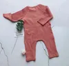 Pasgeboren baby geribbelde rompertjes baby meisje lange mouwen katoen romper baby kinderen jongens meisjes single breasted jumpsuit pasgeboren kleding LJ201023