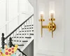Modern Golden Iron Glass Wall Lamp Nordic 1-2 Heads Living Room Aisle Stair Bedroom Bedside Indoor Sconce Wall Lights