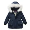 따뜻한 두꺼운 모피 칼라 아기 소녀 겨울 재킷 어린이 겉옷 Windproof 아기 소년 소녀 코트 2-6 년 동안 소녀 옷