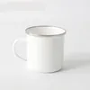 Rostfritt stålflaska 350ml DIY Sublimation Blank Mug Enamel Silver Color Edge Handle Tumbler Non Lid Hot Sale 10ky G2