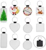 Sublimation Blanks Keychain PU Läder Keychain för Julvärmeöverföring Keychain Nyckelring för DIY Craft Supplies