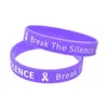 100PCS End Domestic Violence The Silence Rubber Bracelet Ink Filled Logo Purple Adult Size Promotion Gift6341445
