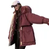 Płaszcz z długim rękawem kurtki zimowe długie ciężkie włosy obracane kurtka zima z grubymi płaszczami z kapturem 8601 201027