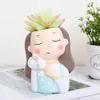 4pcs Cartoon Girl Flower Pot Succulente Pot Bonsai Home Decor Desktop Decorazione Piante da interno Piante grasse Pot Y200723