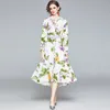 Printed Women Dress Long Sleeve High-end 2021 Spring Autumn Shirt Dress Fashion Elegant Lady Midi Dress Temperament Ruffles Dresses