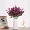 6 pièces artificielles de fleurs de lavande plantes plantes réalistes plante fausse arbustes verdure buissons en plastique bouquet de jardin de jardin décor7454779