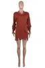 Fashion Sexy Casual Solid Color Sweater Beggar Outfit Women Dress Without Belt