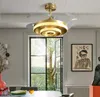 Nordic luxe koperen fan kroonluchter moderne eenvoudige restaurant slaapkamer led onzichtbare windlamp afstandsbediening gratis verzending