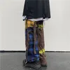 Uncoledonjm Lattice Patchwork Hip Hop Harajuku Casual Pants High Street Design Ins Fashion Men Trousers T2A002 201110