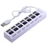 High Speed ​​Black White 7 Ports LED USB 2.0 Adapter HUB POWER ON / OFF SWITCH USB-kabel Dator Tillbehör till PC