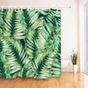 Tenda da doccia bianca con foglie verdi, giungla tropicale, bagno, natura, tessuto in poliestere impermeabile resistente alla muffa per la decorazione della vasca 2328r