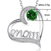 Mamma halsband diamanthjärta halsband älskar hängsmycken smycken mors dag gåva kommer och sandig röd grön