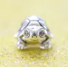 925 Sterling Silber Schildkröten-Charm mit leuchtenden Augen für europäische Pandora-Schmuck-Charm-Armbänder