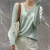 V-Neck Sweater mulheres de mangas compridas de mangas compridas camisola de malha caça primavera camisa de fundo fino top 201111