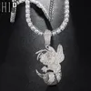 Hip Hop Iced Out Bling Kubikzircon CZ Bean Halsketten Anhänger Für Männer Schmuck Mit Tennis Kette Y1130