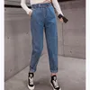 JUJULAND Automne Hiver Vêtements Dames Taille Haute Femme Boyfriend Jeans avec une taille serrée Denim Ripped Jean Femme Plus Taille 201109