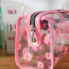 Borsa per cosmetici margherita in pvc trasparente impermeabile con borsa da viaggio di grande capacità per riporre oggetti portatili