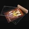 A5 Clear Tabletop Tent Card Ristorante in legno Plastica verticale Supporto per menu da tavolo in acrilico Supporto per cartello verticale in carta Espositore