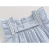 Vlinder neonata vestito vestiti del bambino estate principessa stile carino papillon vestito nato maniche corte blu abiti set LJ201223