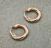 18k gold plated hoop earring woman Brass Vacuum Plating Three-dimensional Hemp Earrings Female Minimalist luxury jewelry women