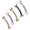 Tongue Rings 1pc Surgical Steel Curved Barbell Colorful Crystal Zircon Eyebrow Ring Piercing Lip Snug Daith Helix Rook Earring Q sqcGhE