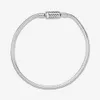 Bracciale in argento sterling 925 con chiusura magnetica scorrevole con catena a forma di serpente, autentico fascino europeo ciondolante per accessori moda donna