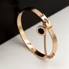 Black Round Tag Chain Bangles Roman Numerals Bracelet For Women Classic Brand Jewelry Stainless Steel Rose Gold Bracelets K10414102315