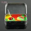 Silicone Kit Set With 1pcs Tin box 2pcs 5ml Silicone Dab Pad Containers For Wax Dabs jars And Silver Dabber Tool