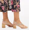 Les sandales de haute qualité d'été enrichis des talons bas pour les femmes Classic Classic Open Toes noués Pumps Sandal4845174
