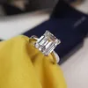 Anello punk in argento S925 con 3 diamanti dimensione Kart a forma di rettangolo per le donne regalo di gioielli da sposa spedizione gratuita PS7056