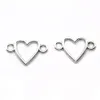 100Pcs Antique Silver Heart Link Connector Connectors Pendant Charms For necklace Jewelry Making findings 24x16mm